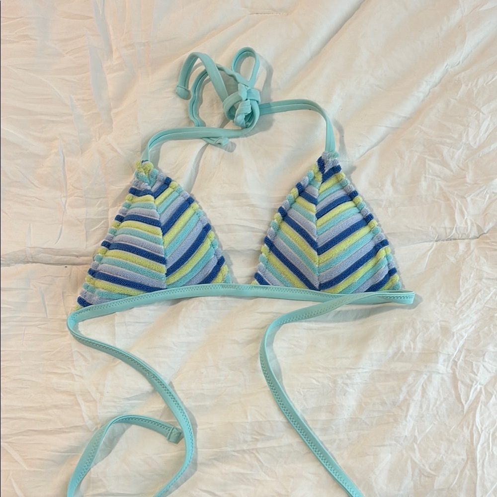 Aerie Blue and Green Striped Bikini Top
